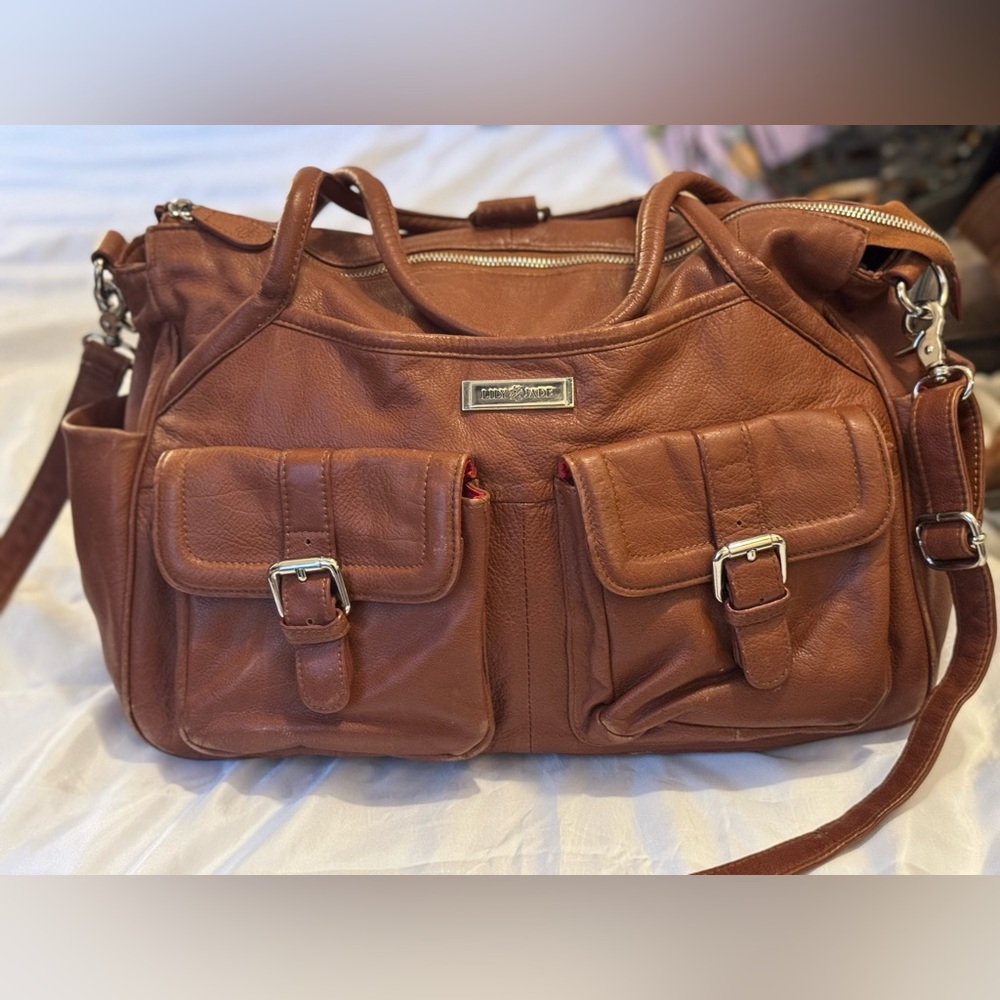 Lily Jade Elizabeth Genuine Leather Diaper Bag in Camel